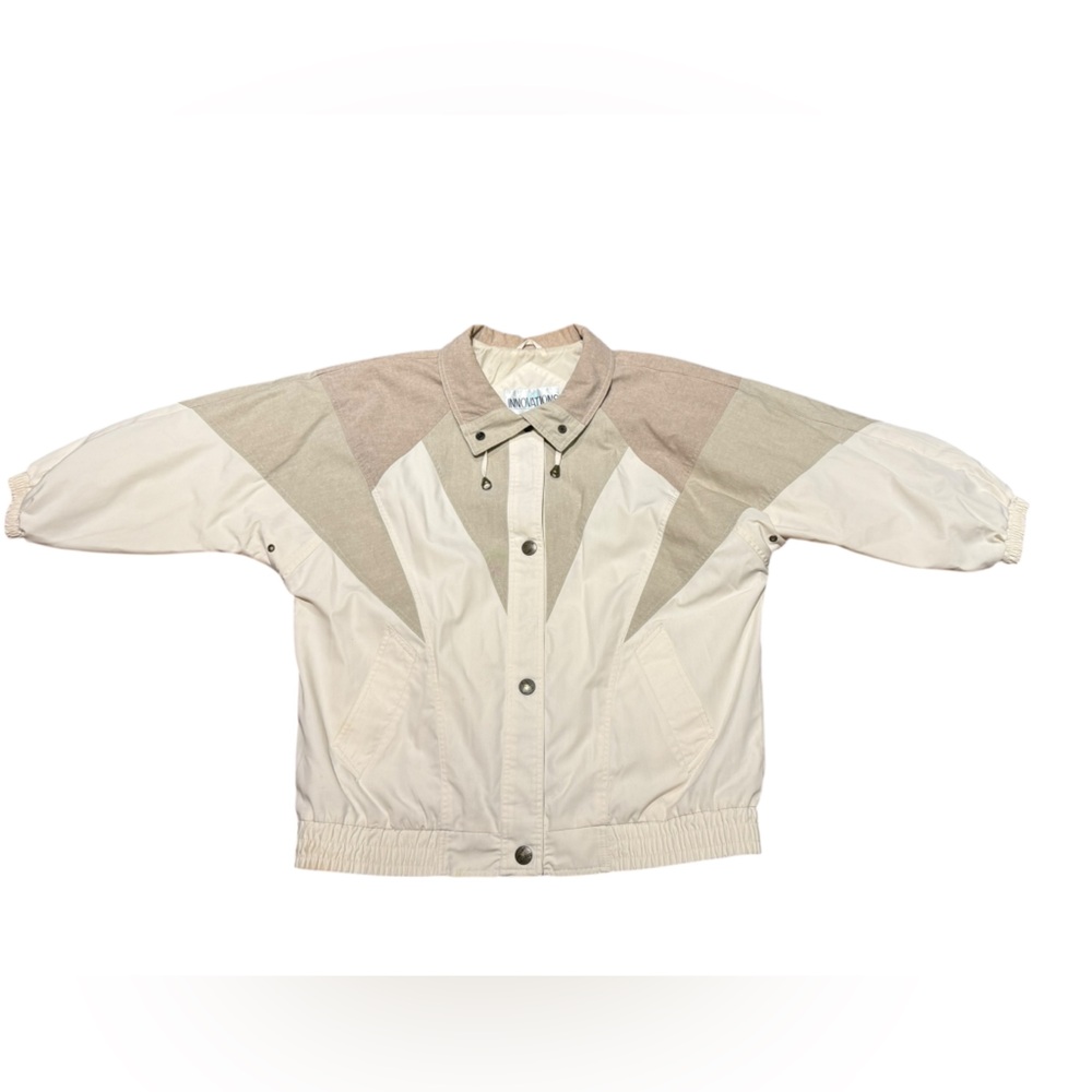 Vintage Innovations Neutral Colorblock Windbreaker Jacket Womens Medium